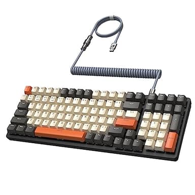 MAMBASANKE K6 Pro 96% 3 Modos Teclado mecánico para Juegos Hot Swap 4000mAh 2.4Ghz/Bluetooth 5.0/Teclado con Cable con Cable USB en Espiral Tipo-C 9 RGB Interruptor Azul retroiluminado -Shimmer