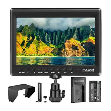 NEEWER F100 Monitor de Campo de Cámara de 7 Pulgadas HD Asistente de Video Delgado IPS 1280x800 Entrada HDMI 1080p con 2600mAh Batería de Li-Ion/Cargador USB para Cámara DSLR, Estabilizador de Mano