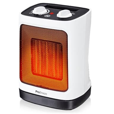 Pro Breeze Calefactor electrico bajo consumo 2000W, Oscilación Automática, termostato y 2 Niveles de Potencia. Sistema antivuelco – Calefactor baño, habitaciones y oficinas – Blanco