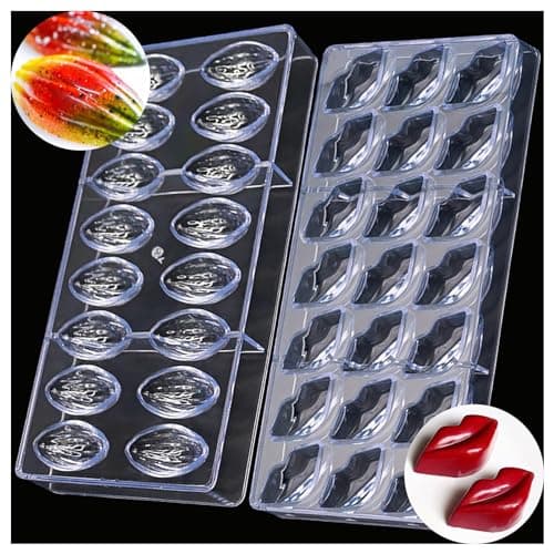 RoadLoo 2 Piezas Transparent Schokoladenform,Molde para Bombones Transparente Molde de Chocolate Tridimensional Molde Plástico Molde Chocolate de Policarbonato para DIY Jalea Dulce Bandeja Herramienta