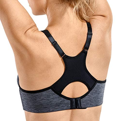 SYROKAN Sujetador Deportivo Alto Impacto con Aros y Forro Ligero para Mujer Ceniza de Flor Oscura 95D