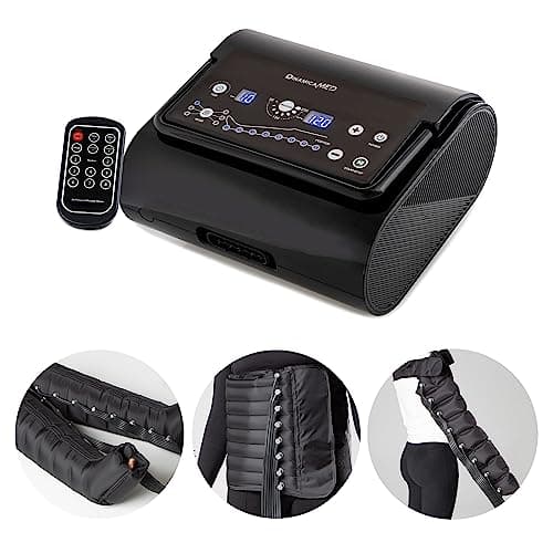Dinamicamed ® Premium 8.0 - Presoterapia de drenaje linfático profesional digital compacto, presoterapia para casa con 6 programas de trabajo, 8 cámaras de aire con 2 piernas XL, banda abdominal y 2