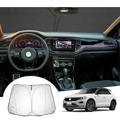 GAFAT Compatible con VW T-Roc 2017-2023 2024 Protección Solar para Parabrisas interior, T Roc 2023 Parasol Lunas delanteras, Refrigeración, Protección UV, T Roc Accesorios