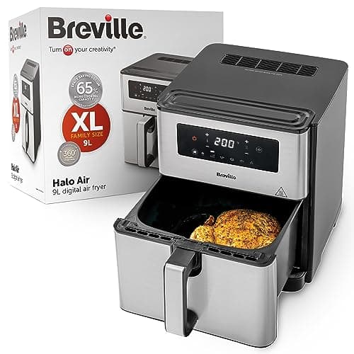 Breville Freidora de aire | Freidora de aire gran capacidad diseño compacto, digital de 9L | 1700W de potencia para unos resultados rápidos | 50% más de eficiencia energética | [VDF131X] | Enchufe UE