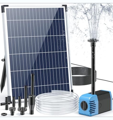 Biling Bomba solar para estanque con filtro, 12 W, 605 L/H, fuente solar para exterior, 2 m, juego de agua solar, 5 m, longitud de cable, 4 boquillas, fuente solar para exteriores, jardín, cascada,