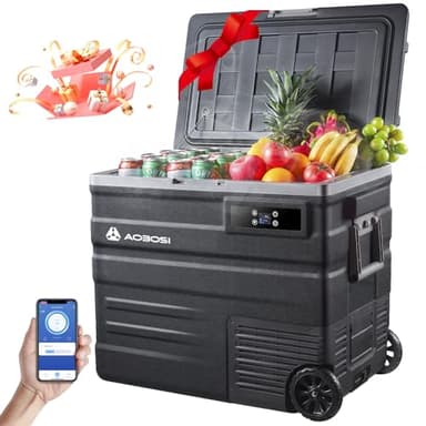 AAOBOSI Nevera Portátil 65 litros, -20℃ a 20℃ Nevera Portatil Electrica, Nevera Coche 12V/24V DC y 100V a 240V AC, App Control, Nevera Camping para Hogar, Viajes, Coche, Barco y Autocaravana