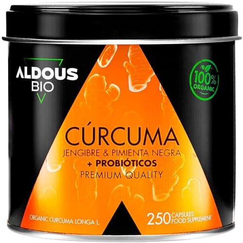 250 Cápsulas PROBIÓTICOS + BIO Cúrcuma con Jengibre y Pimienta Negra - 1460mg - con Curcumina y Piperina - Antiinflamatorio Natural - Fórmula Avanzada - Certificación Ecológica