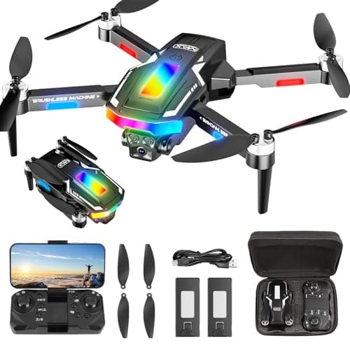 Dron con 2 Cámara 4K HD, GuKKK RC Quadcopter Drone Plegable para Principiantes, 90°Eléctrica ajustable FPV Dron con 2 Baterías y Bolsa Portátil, Juguetes para Niños y Niñas Regalos Navidad