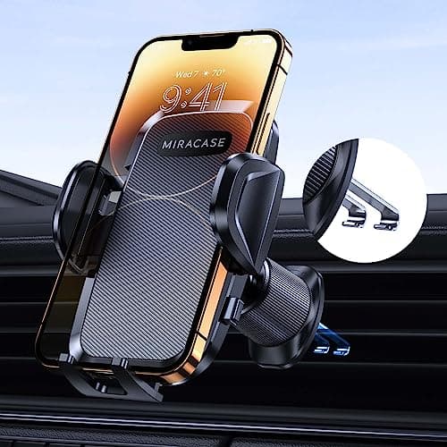 Miracase Soporte Movil Coche [Doble Gancho Metálico] Estable y Robusto, Ajustable a 360 Grados, Suporte Telemovel Carro Universales para Smartphones