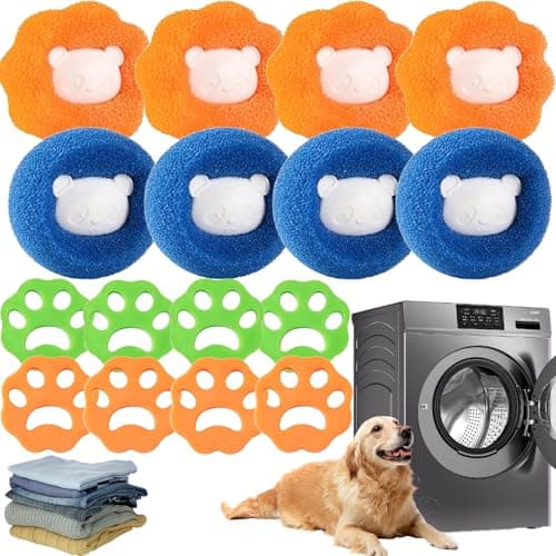Atrapa Pelos Lavadora Mascotas, 16pcs Bolas Atrapa Pelos para Lavadora, Lavadora Captador de Pelo, Recogedor de Pelo Reutilizable para Lavadora, Colector de Pelo para Lavadora, Removedor Pelo Lavadora