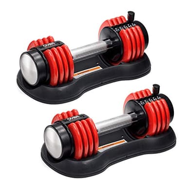 OVER SPORT Mancuernas Ajustables para Gimnasio o Hacer Deporte en Casa - Pesas con Discos Regulables para musculación para Hombre y Mujer- Pesas Ajustables