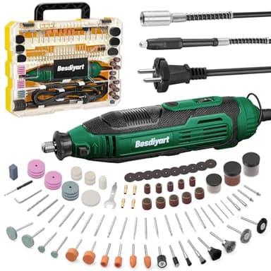 Besdiyart Multiherramienta160W, herramienta rotativa 6 velocidad variable 12000-38000 rpm, con 352 juego de accesorios para amolar, grabar, afilar, taladrar, pulir, grabar
