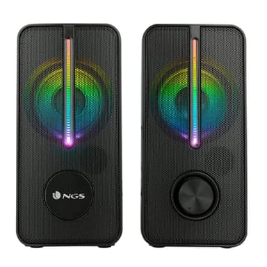 NGS GSX-150 - Altavoces de Gaming con Iluminación LED RGB, 12 W y Conexión USB, Color Negro
