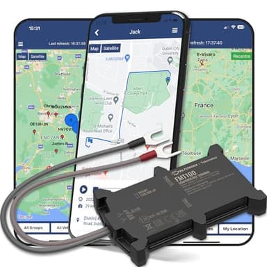 Transpoco Localizador GPS (Plan 3 Meses Incluido) para Coche, Moto y Otros Vehiculos con App y SIM integrada - Rastreador GPS 2G, Conexión Directa a Batería, Seguimiento en Tiempo Real e Historial