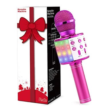 Fede Micrófono Karaoke Bluetooth, Microfono Inalámbrico Karaoke Portátil con luz LED Multicolor para Niños Canta Partido Musica, Compatible con Android/iOS PC o Teléfono Inteligente