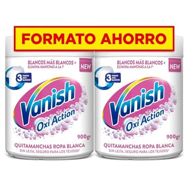 Vanish Oxi Action - Quitamanchas y Blanqueador para Ropa Blanca, en Polvo, Sin Lejía - 900 g (Paquete de 2)