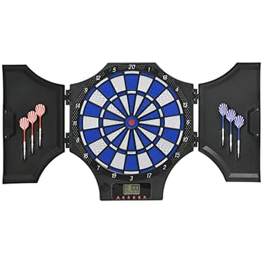 SPORTNOW Diana Electrónica Plegable con 31 Juegos y 285 Programas para 8 Jugadores Juego de Dardo Electrónico con 6 Dardos y 6 Puntas de Repuesto Pantalla LCD 83x45x4 cm Negro