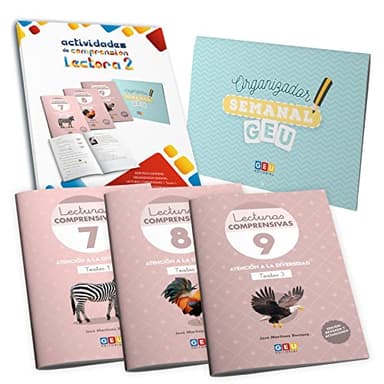 LECTURAS COMPRENSIVAS GEU | Pack De Lecturas Comprensivas 7, 8 y 9 Para Mejorar La Comprensión Lectora 2 Primaria - Textos | Libro Repaso 2 Primaria. Incluye Organizador.