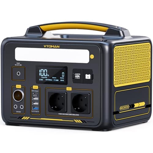 VTOMAN Jump 600X Estación de Energía Portátil - 600W/299Wh Generador Solar LiFePO4 Batería, 2 Salidas CC Ajustar de 12V/10A, Capacidad Ampliable a 939Wh para Acampadas y Emergencias