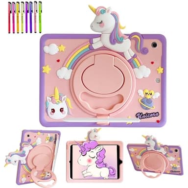 A-BEAUTY Funda Compatible con Samsung Galaxy Tab A9 Plus 11 Pulgadas 2023 (SM-X210/X216/X218) + 1 Lápiz Capacitivo, Funda para Niños con Portalápices, Soporte 360° Giratorio
