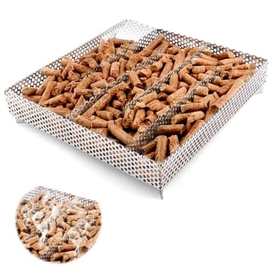 SWOUEKO Caja Ahumador Barbacoa de Acero Inoxidable, Smoker Box para Ahumar Queso, Frutas y Verduras, Pescado, Costillas y Otras Carnes, Accesorios para Barbacoa, para Picnics, Festivales