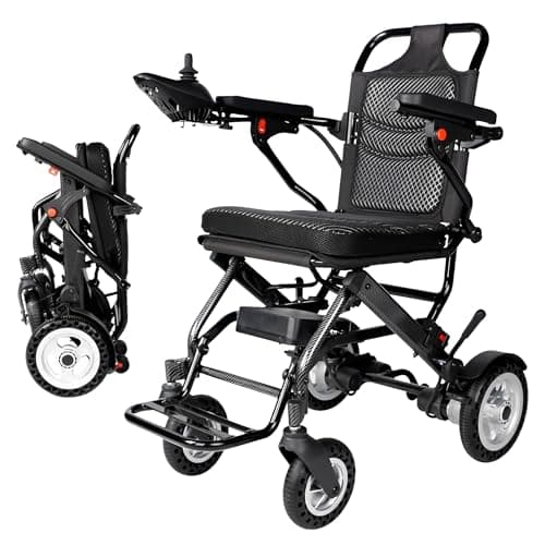 Silla de ruedas eléctrica ultraligera para adultos, estructura de aluminio, silla de ruedas eléctrica plegable automática todo terreno para personas mayores, almohadillas suaves desmontables