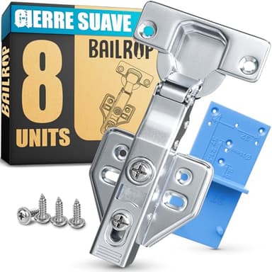 Bisagras Puertas Cocina Cierre Suave (8 PCS) - Superposición Completa - Acero Inox - Bisagras Armarios y Muebles - Bisagras de Cazoleta con Freno para Puertas de Madera