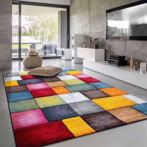 Paco Home Alfombra Pelo Corto Salon Moderna Dibujo Geometrico 3D, tamaño:160x230 cm, Color:Multicolor