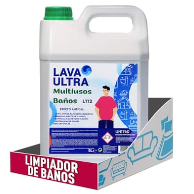 LavaUltra Multiusos Baños L112 5L - Limpiador Antical Multiuso para Baños, Mamparas, Grifos y Baldosas - Elimina Manchas, Cal y Suciedad. (5L)
