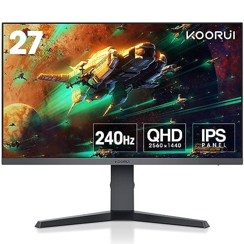 KOORUI Gaming Monitor 27 Pulgadas - Pantalla WQHD PC, 240Hz, 1ms, Adaptive Sync, Compatibilidad Gsync, (2560x1440, HDMI, DisplayPort, HDR 400) Negro/Rojo