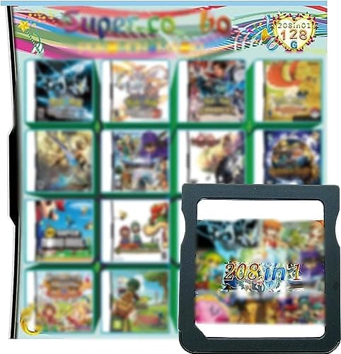 DS Game, 208 in 1 Game Cartridge Multicart, Game Pack Card Super Combo for DS DSL DSi 3DS 2DS XL/LL