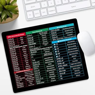 NHBETYS Excel - Alfombrilla antideslizante para mouse (26 x 21 x 0,3 cm), con bordes cosidos, teclado de accesos directos con patrón de atajos de palabras de oficina para oficina, hogar, escritorio,