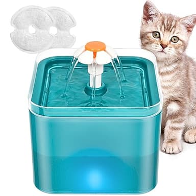AOUVT Bebedero para Gatos 2L, Fuente de Agua para Mascotas Ultra Silenciosa con luz LED - Sistema de Filtración Cuádruple, Fuente de Agua para Mascotas con Tres Modos de Flujo de Agua (Verde)