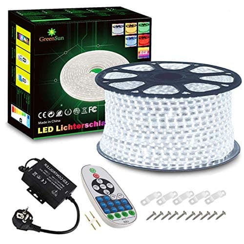 Tira de luces LED, 30 m, color blanco frío, tira de luz LED, 5050 SMD, resistente al agua, IP65, decoración navideña, fiesta, hogar, jardín [Clase de eficiencia energética A++]