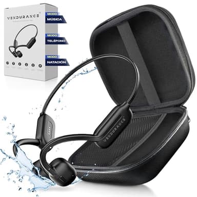VENDURANCE Auriculares Intraoseos 3 Funciones: MÚSICA/TELÉFONO/NATACIÓN, Auriculares Sumergibles, Cascos Running, Bone Conduction Headphones, Cascos inalambricos Bluetooth Deportivos, Cascos oseos