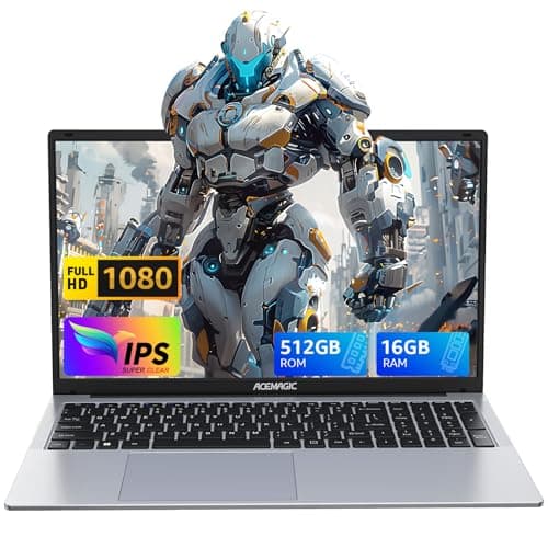 ACEMAGIC Ordenador Portátil,15,6 Pulgadas,Alder Lake N-97(DERROTA A N100/N5095),16GB DDR4 512GB SSD Expansión 2TB,1920 * 1080, Gris Portátil WiFi,BT5.0,2025(Gris)