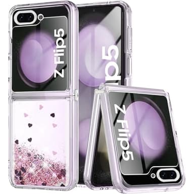 Yutwo Funda Compatible con Samsung Galaxy Z Flip 5 5G, Glitter Liquida Transparente Case Silicona TPU Antichoque Niñas Mujeres Brillante Arena Movediza Carcasa Samsung Z Flip 5 5G,Oro Rosa