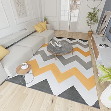 Mazovia Alfombra Modern de Salón Grande de Pelo Corto - Alfombras Salón - Alfombras de Habitación de Matrimonio, Dormitorio y Comedor - Gris Amarillo 80 x 150 cm