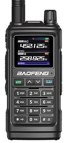 Baofeng UV-17 Pro GPS Walkie Talkie Impermeable con GPS, Copia de Frecuencia, Tri-Banda, Tipo-C y Alcance de 16 KM para Radioaficionados (Negro, con Antena 771)
