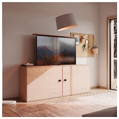 HOLMIOS Soporte TV Motorizado para Mueble Oculto | 37 a 80 Pulgadas | Peso Máx 60kg | Altura Regulable