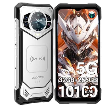 DOOGEE S200 Movil Resistente 5G Android 14, 32GB+256GB(TF 2TB)Teléfono Movil, Batería 10100 mAh/33W Smartphone, Dimensity 7050 Octa Core, 6.72'FHD+ 120Hz 100MP Cámara, Doble SIM/NFC/OTG/GPS, Plateado