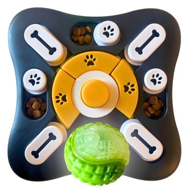 QORYMA | Juguete Interactivo Perro y Gato - Comedero Perro Antivoracidad + Pelota Interactiva Perro Brillante | Juguetes para Perros Pequeños y Gatos | Juguetes Interactivos para Perros