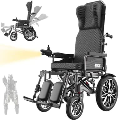 VOCIC V57 Silla de ruedas ergonómica eléctrica plegable ligera con respaldo ajustable de 165°, silla de ruedas eléctrica de 30 KM, para personas mayores de hasta 150 kg, silla de ruedas eléctrica de