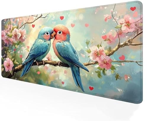 Alfombrilla Ratón rosa Grande 1200x600x3mm Alfombrilla Escritorio con Bordes Cosidos, XXL pájaro Mousepad Mejora precisión y Velocidad, Superficie Impermeable para Ratón con Cable o Inalámbrico G1-232