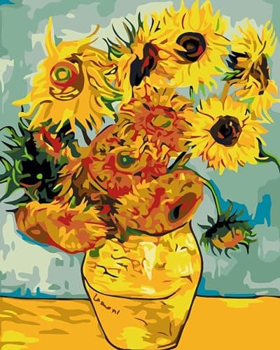 YSCOLOR Diy Pintura Por Números Para Adultos Principiantes, Réplica De Girasol De Van Gogh, Pintura Para Adultos Por Kits De Números En Lienzo, Pintura De Dibujo Con Pinceles 40x50cm