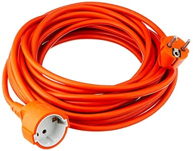 Garza - Cable alargador de corriente para jardín de 10 metros, naranja, con toma de tierra hasta 16 Amperios (3680W)