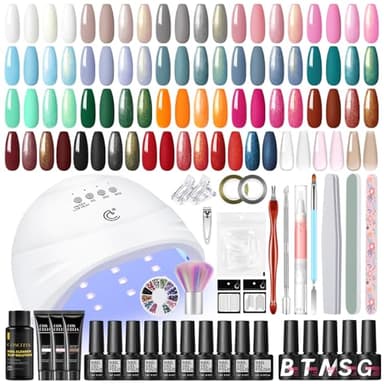 COSCELIA Kit Uñas Semipermanentes，20+5 PCS Kit Esmaltes de Uñas Gel Completo con Lámpara de Uñas U V，3pcs Kit Gel de Extensión de Uñas Set Manicura Semipermanente