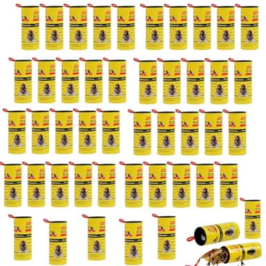 Flintronic 48PCS Atrapa Moscas Adhesivo Trampa Moscas Fruta, Papel Fly Catcher, Atrapa Moscas Tiras Atrapamoscas Atrapa Mosquitos, para Interiores y Exteriores No Tóxico