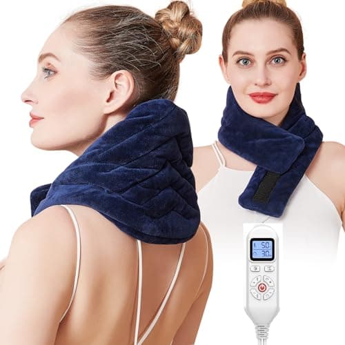 JOBYNA Almohadilla Térmica Eléctrica para Cuello, Almohadilla de Terapia para Cervicales para Aliviar el Dolor, Calentamiento Rápido de 5s, 30-70 ℃ Ajustable y Apagado Automático (74 * 19cm)