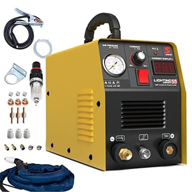 SUSEMSE Cortador de plasma de 55 amperios IGBT Inverter Plasma CUT55 Máquina de soldadura de plasma (DC, 230 V, corriente de corte 20-55 A, potencia de corte máx. hasta 14 mm)